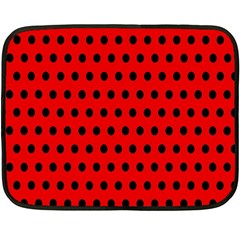 Red Black Polka Dots Fleece Blanket (mini) by retrotoomoderndesigns