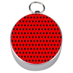 Red Black Polka Dots Silver Compasses by retrotoomoderndesigns