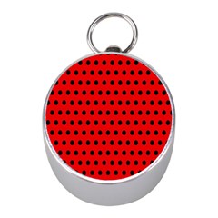 Red Black Polka Dots Mini Silver Compasses by retrotoomoderndesigns