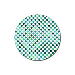 Shades Of Green Polka Dots Rubber Round Coaster (4 Pack)  by retrotoomoderndesigns