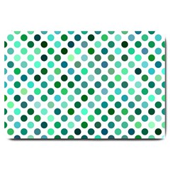 Shades Of Green Polka Dots Large Doormat  by retrotoomoderndesigns