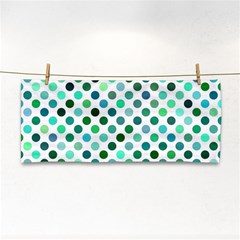 Shades Of Green Polka Dots Hand Towel by retrotoomoderndesigns