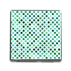 Shades Of Green Polka Dots Memory Card Reader (square 5 Slot) by retrotoomoderndesigns