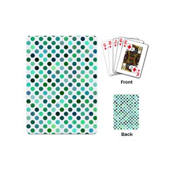 Shades Of Green Polka Dots Playing Cards (mini) by retrotoomoderndesigns