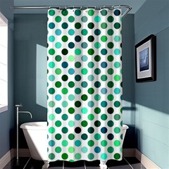 Shades Of Green Polka Dots Shower Curtain 36  X 72  (stall)  by retrotoomoderndesigns