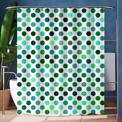 Shades Of Green Polka Dots Shower Curtain 60  X 72  (medium)  by retrotoomoderndesigns