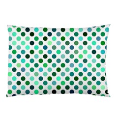 Shades Of Green Polka Dots Pillow Case (two Sides) by retrotoomoderndesigns