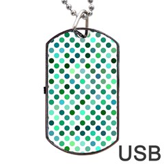 Shades Of Green Polka Dots Dog Tag Usb Flash (one Side) by retrotoomoderndesigns