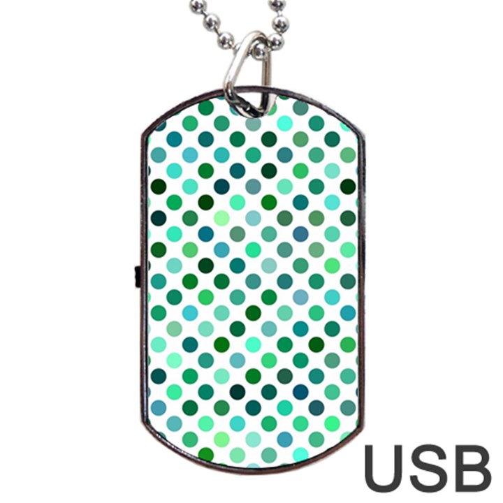 Shades Of Green Polka Dots Dog Tag USB Flash (Two Sides)