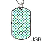 Shades Of Green Polka Dots Dog Tag USB Flash (Two Sides) Back