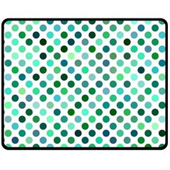 Shades Of Green Polka Dots Double Sided Fleece Blanket (medium)  by retrotoomoderndesigns