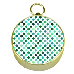 Shades Of Green Polka Dots Gold Compasses by retrotoomoderndesigns