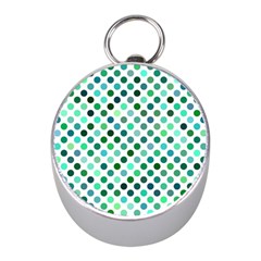 Shades Of Green Polka Dots Mini Silver Compasses by retrotoomoderndesigns