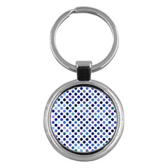 Shades Of Blue Polka Dots Key Chains (round)  by retrotoomoderndesigns