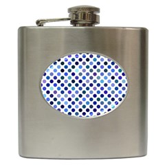 Shades Of Blue Polka Dots Hip Flask (6 Oz) by retrotoomoderndesigns