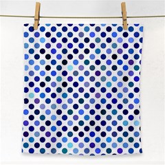 Shades Of Blue Polka Dots Face Towel by retrotoomoderndesigns