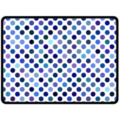 Shades Of Blue Polka Dots Fleece Blanket (large)  by retrotoomoderndesigns