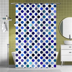 Shades Of Blue Polka Dots Shower Curtain 48  X 72  (small)  by retrotoomoderndesigns