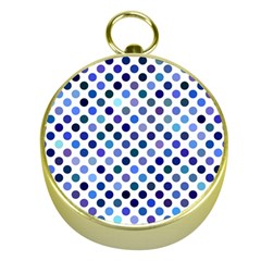 Shades Of Blue Polka Dots Gold Compasses by retrotoomoderndesigns