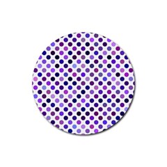 Shades Of Purple Polka Dots Rubber Round Coaster (4 Pack)  by retrotoomoderndesigns