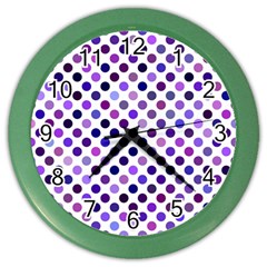 Shades Of Purple Polka Dots Color Wall Clock by retrotoomoderndesigns