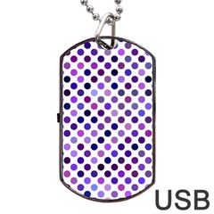 Shades Of Purple Polka Dots Dog Tag Usb Flash (one Side) by retrotoomoderndesigns