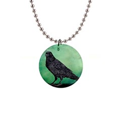 Raven - In Green - 1  Button Necklace by WensdaiAmbrose