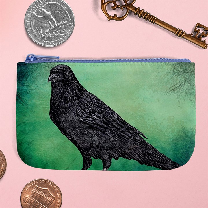 Raven - In Green - Large Coin Purse