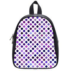 Shades Of Purple Polka Dots School Bag (small) by retrotoomoderndesigns