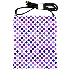 Shades Of Purple Polka Dots Shoulder Sling Bag by retrotoomoderndesigns