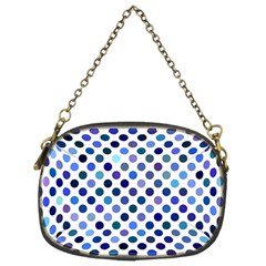 Shades Of Blue Polka Dots Chain Purse (two Sides) by retrotoomoderndesigns