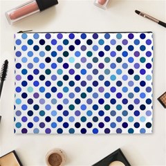 Shades Of Blue Polka Dots Cosmetic Bag (xl) by retrotoomoderndesigns