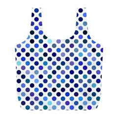 Shades Of Blue Polka Dots Full Print Recycle Bag (l) by retrotoomoderndesigns