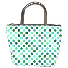 Shades Of Green Polka Dots Bucket Bag