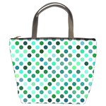 Shades Of Green Polka Dots Bucket Bag Front