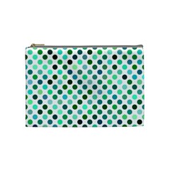 Shades Of Green Polka Dots Cosmetic Bag (medium) by retrotoomoderndesigns