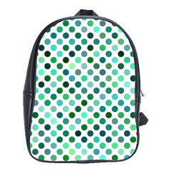 Shades Of Green Polka Dots School Bag (large) by retrotoomoderndesigns