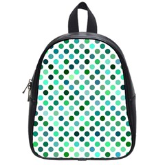 Shades Of Green Polka Dots School Bag (small) by retrotoomoderndesigns