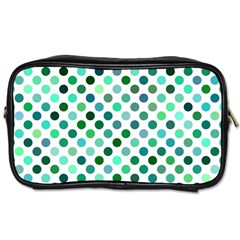 Shades Of Green Polka Dots Toiletries Bag (two Sides) by retrotoomoderndesigns