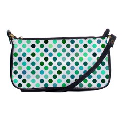 Shades Of Green Polka Dots Shoulder Clutch Bag by retrotoomoderndesigns