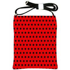 Red Black Polka Dots Shoulder Sling Bag by retrotoomoderndesigns