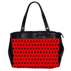 Red Black Polka Dots Oversize Office Handbag (2 Sides) by retrotoomoderndesigns