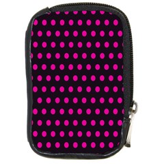 Pink Black Polka Dots Compact Camera Leather Case