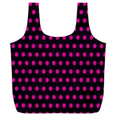 Pink Black Polka Dots Full Print Recycle Bag (xl) by retrotoomoderndesigns