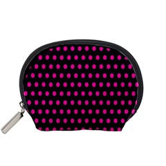 Pink Black Polka Dots Accessory Pouch (Small)