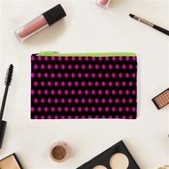 Pink Black Polka Dots Cosmetic Bag (XS)