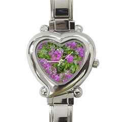 Stratford Garden Phlox Heart Italian Charm Watch by Riverwoman