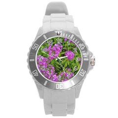 Stratford Garden Phlox Round Plastic Sport Watch (l) by Riverwoman