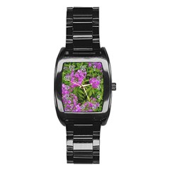 Stratford Garden Phlox Stainless Steel Barrel Watch by Riverwoman