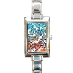 Gradient tropical leaves Rectangle Italian Charm Watch